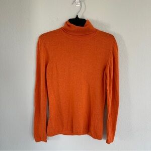 Cashmere E Seta Orange Cashmere Blend Turtleneck Size Small
